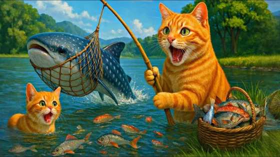 Mama Cat Trims Fur on the Farm and Makes Tiger Hat For Kittens At Home