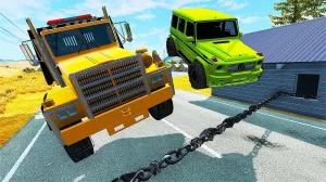 Cars VS Chain #2 Speed Trap Car Crash / BeamNG Drive